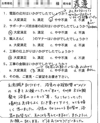 お客様アンケート 2012_6（2013年）