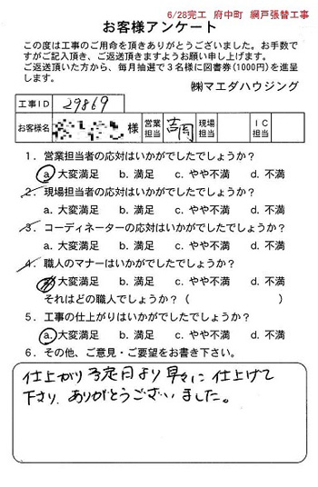府中町 網戸張替工事