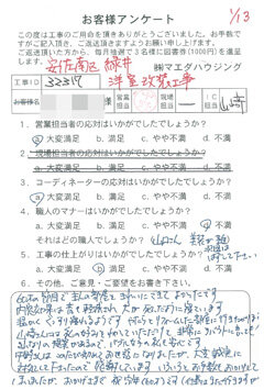 広島市安佐南区　洋室改装工事のお客様アンケート