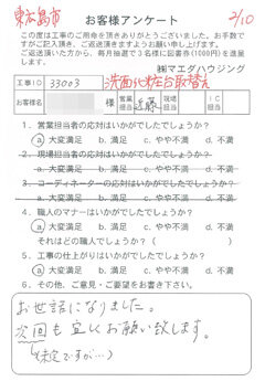 東広島市　洗面化粧台取替のお客様アンケート