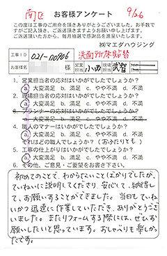 南区　洗面所床貼替のお客様アンケート