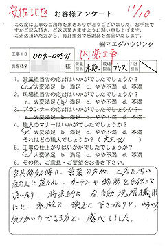 安佐北区　内装工事のお客様アンケート