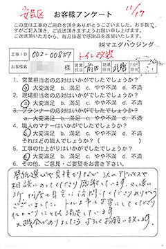 安芸区　トイレ改装のお客様アンケート