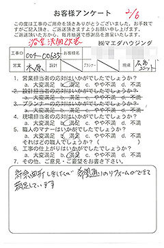 浴室洗面改装のお客様アンケート