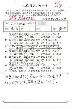 浴室洗面改装のお客様アンケート