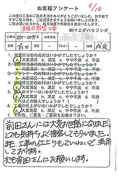 洗面台取替工事のお客様アンケート