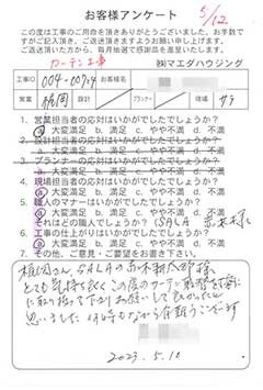 カーテン工事のお客様アンケート