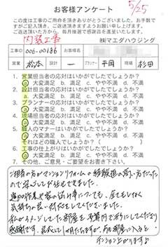 内装工事のお客様アンケート