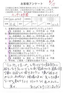 キッチン改装のお客様アンケート