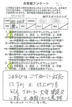 網戸貼替のお客様アンケート