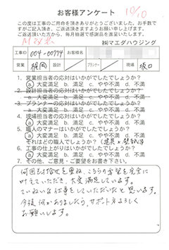 M改装のお客様アンケート