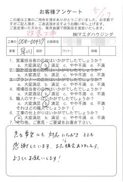 改装工事のお客様アンケート