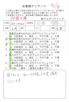 改装工事のお客様アンケート
