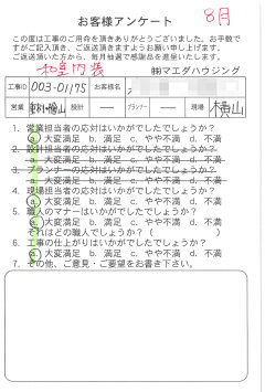 和室内装のお客様アンケート