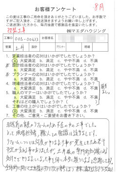 改装工事のお客様アンケート