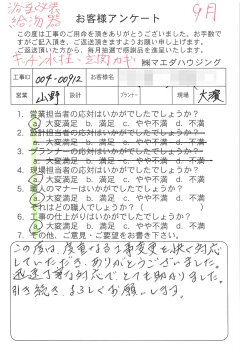 浴室改装、給湯器、キッチン水栓・玄関カギのお客様アンケート