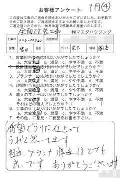 全面改装工事のお客様アンケート