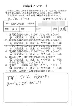 カップボード取付のお客様アンケート