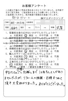 部分リフォームのお客様アンケート
