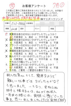 新人研修　網戸貼替のお客様アンケート