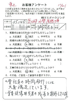 東区外壁・屋根工事のお客様アンケート
