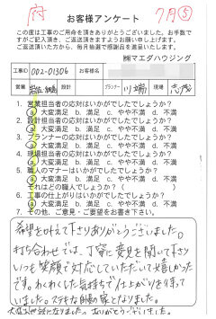 マンション改装工事のお客様アンケート