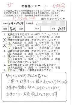 キッチン改装工事のお客様アンケート