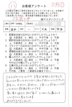 改装工事のお客様アンケート
