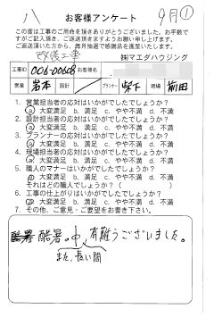 改装工事のお客様アンケート