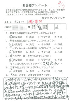 佐伯区 　網戸張替のお客様アンケート