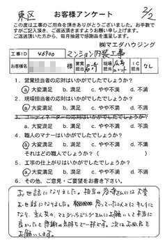 東区　マンション内装工事のお客様アンケート