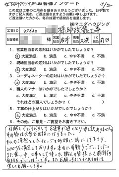 安芸郡府中町　改装工事のお客様アンケート