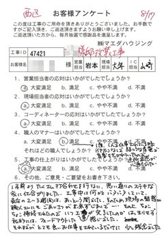 西区　改装工事のお客様アンケート