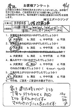 広島市南区　1階改装工事のお客様アンケート