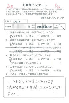 西区のお客様アンケート