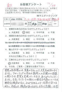 東区　キッチン・浴室・洗面・給油器・内装工事のお客様アンケート