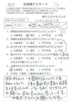 南区　水回り改修工事のお客様アンケート