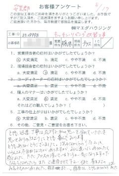 安芸郡　キッチン・リビング改装工事のお客様アンケート