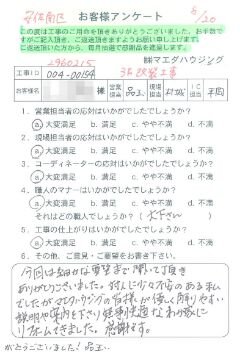 安佐南区　３F改装工事のお客様アンケート