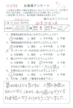 廿日市市　和室改装工事のお客様アンケート