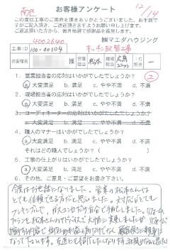 南区　キッチン取替工事のお客様アンケート