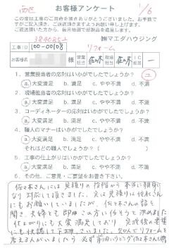 西区　水回り改装工事のお客様アンケート