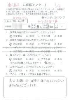 東広島市　トイレ改装工事のお客様アンケート