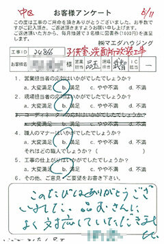 中区 子ども室・洗面所改装工事のお客様アンケート
