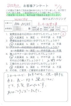 安佐南区　キッチン取替工事のお客様アンケート