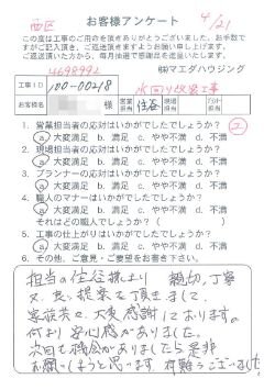 西区　水回り改装工事のお客様アンケート
