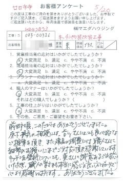 廿日市市　キッチン内装改装工事のお客様アンケート