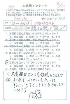 南区　網戸張替工事のお客様アンケート