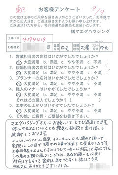 東区のお客様アンケート