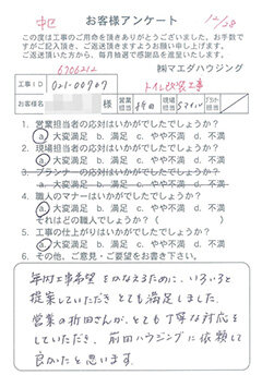 中区　トイレ改装工事のお客様アンケート